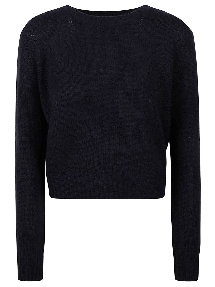 Be You Cropped Knit Sweater With Round Neckline And Ribbed Details