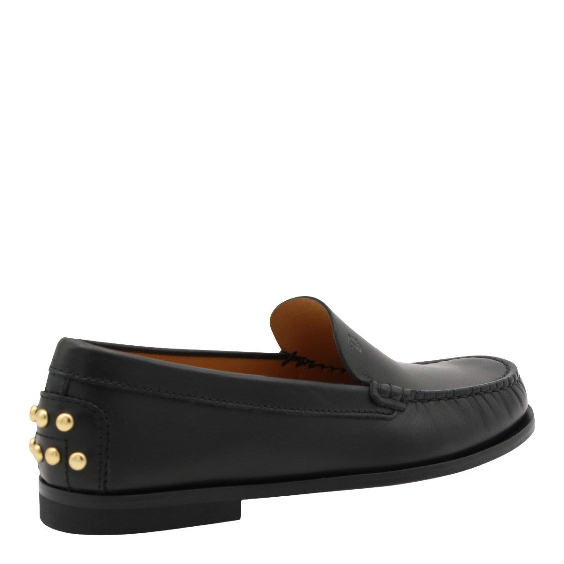 Tod's Moccasin-Style Black Flats With Decorative Gold Studs