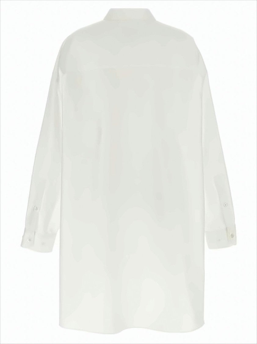 Maison Margiela Relaxed Fit White Shirt With Pointed Collar And Curved Hem