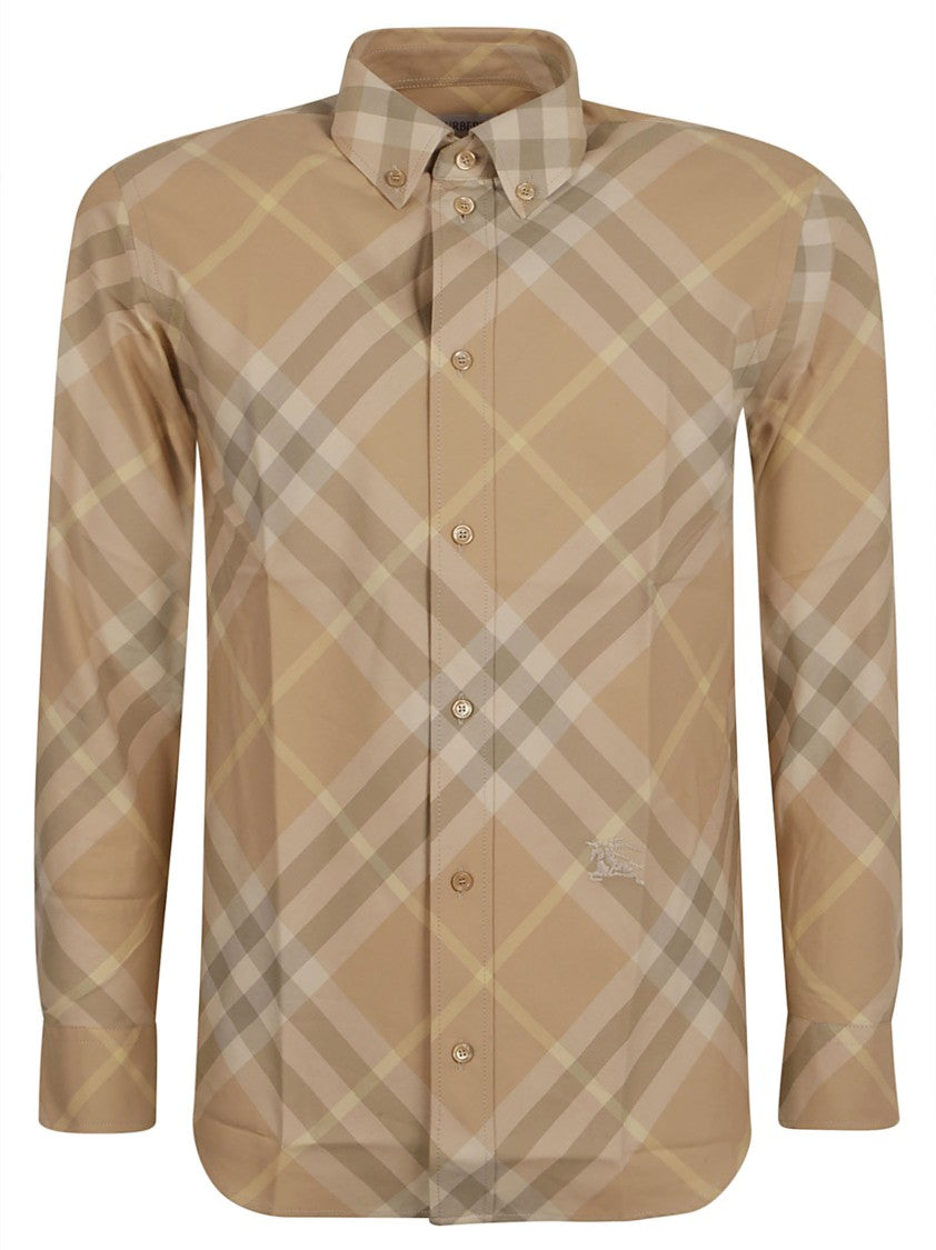 Burberry Tailored Plaid Shirt With Button-Down Collar