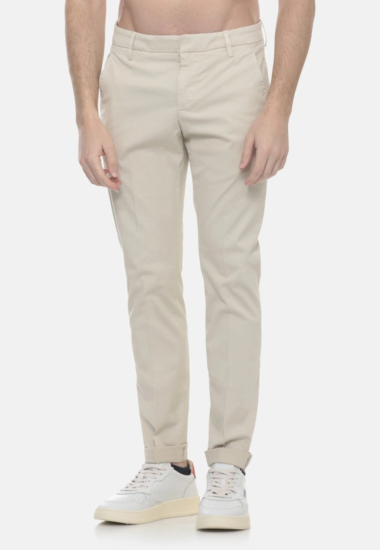 Dondup Warm Beige Gaubert Slim Fit Stretch Cotton Trousers