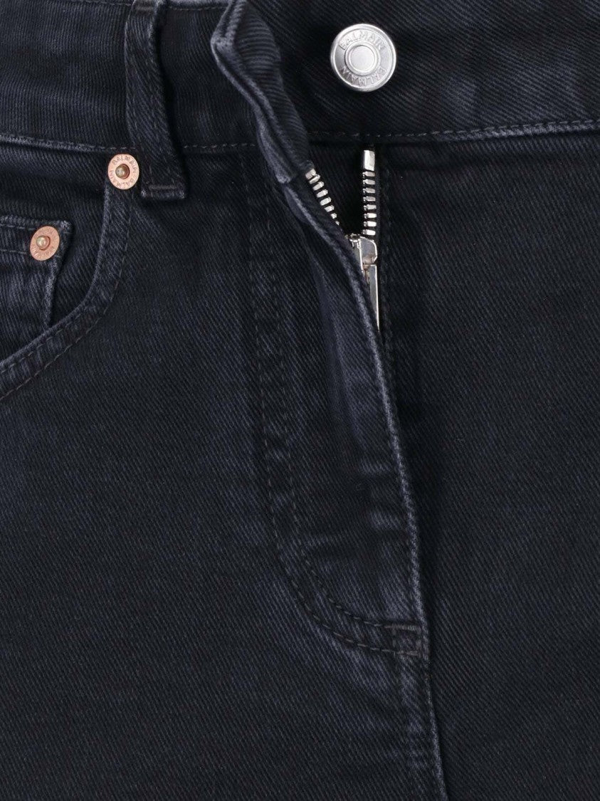 Balmain Black Cotton Denim Flared Jeans