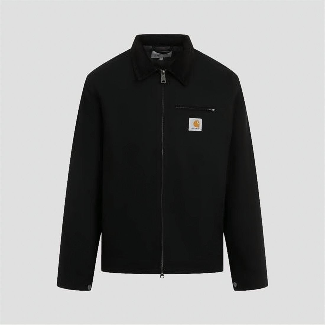 Carhartt Wip Black Zip-Up Jacket With Corduroy Collar