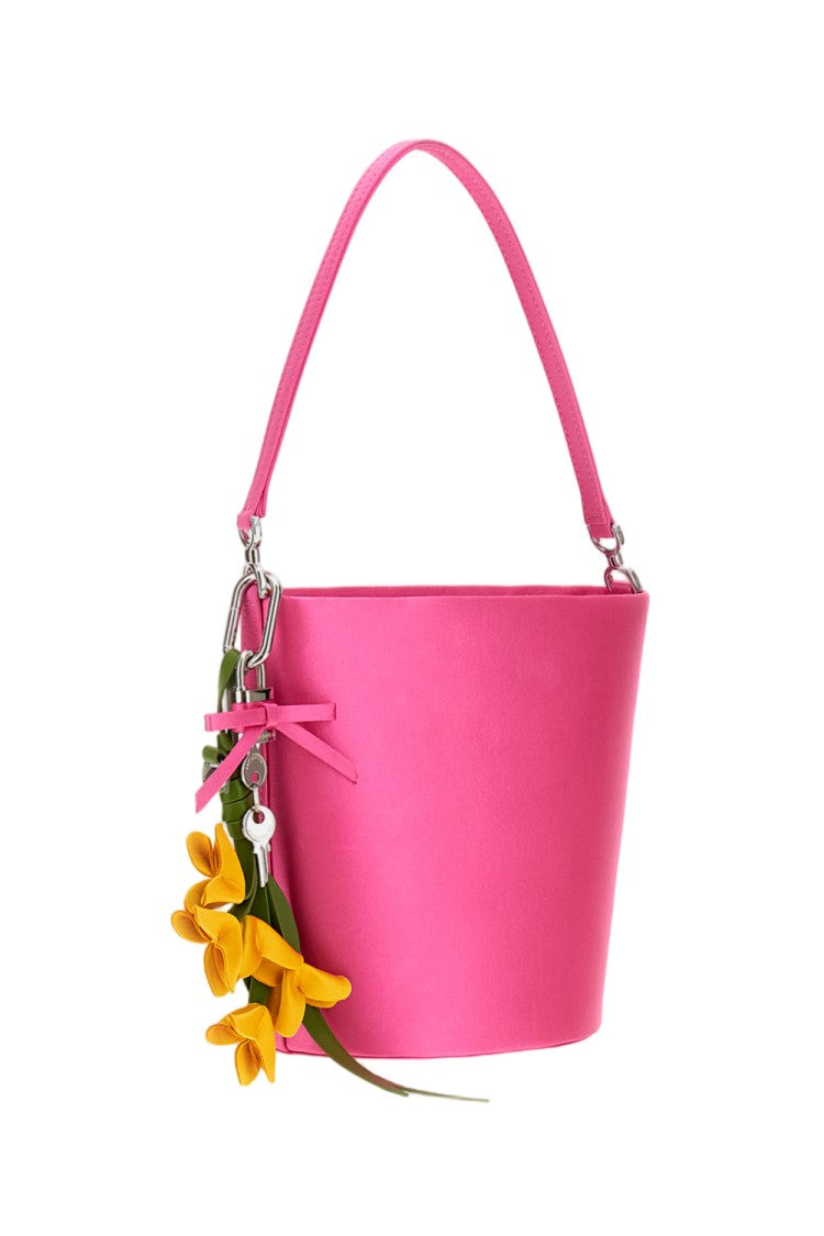Self-Portrait Bright Pink Satin Bucket Bag