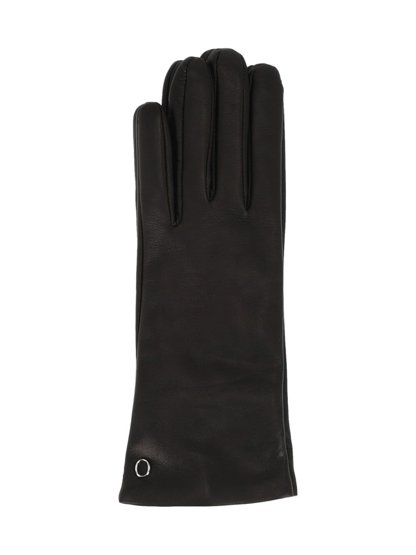 Claudio Orciani Black Nappa Flake Lambskin Leather Gloves