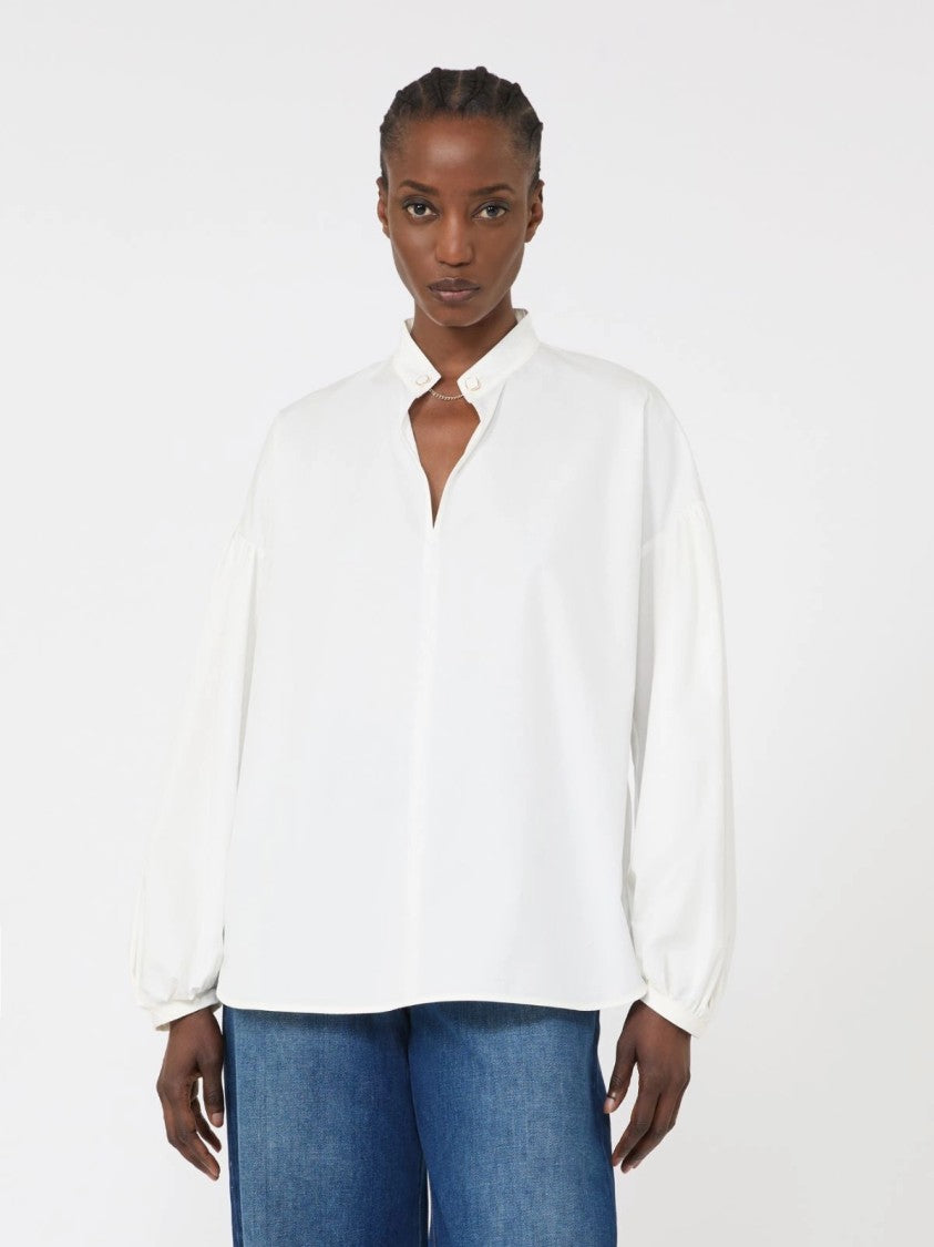 Max Mara Long-Sleeved Blouse With Gathered Sleeves And Stand Collar