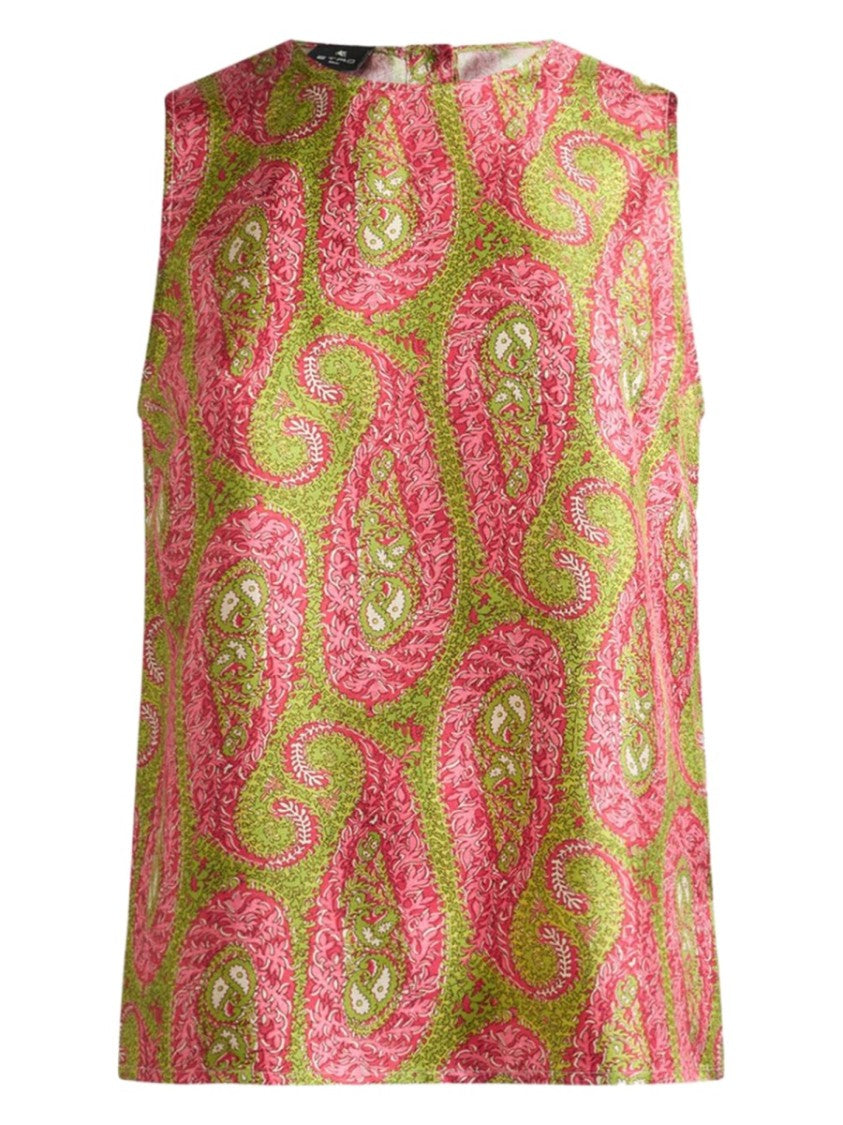 Etro Multicolor Paisley Foliage Pattern Top
