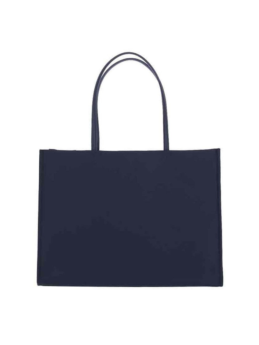 Tory Burch Spacious Navy Tote With Leather Accents