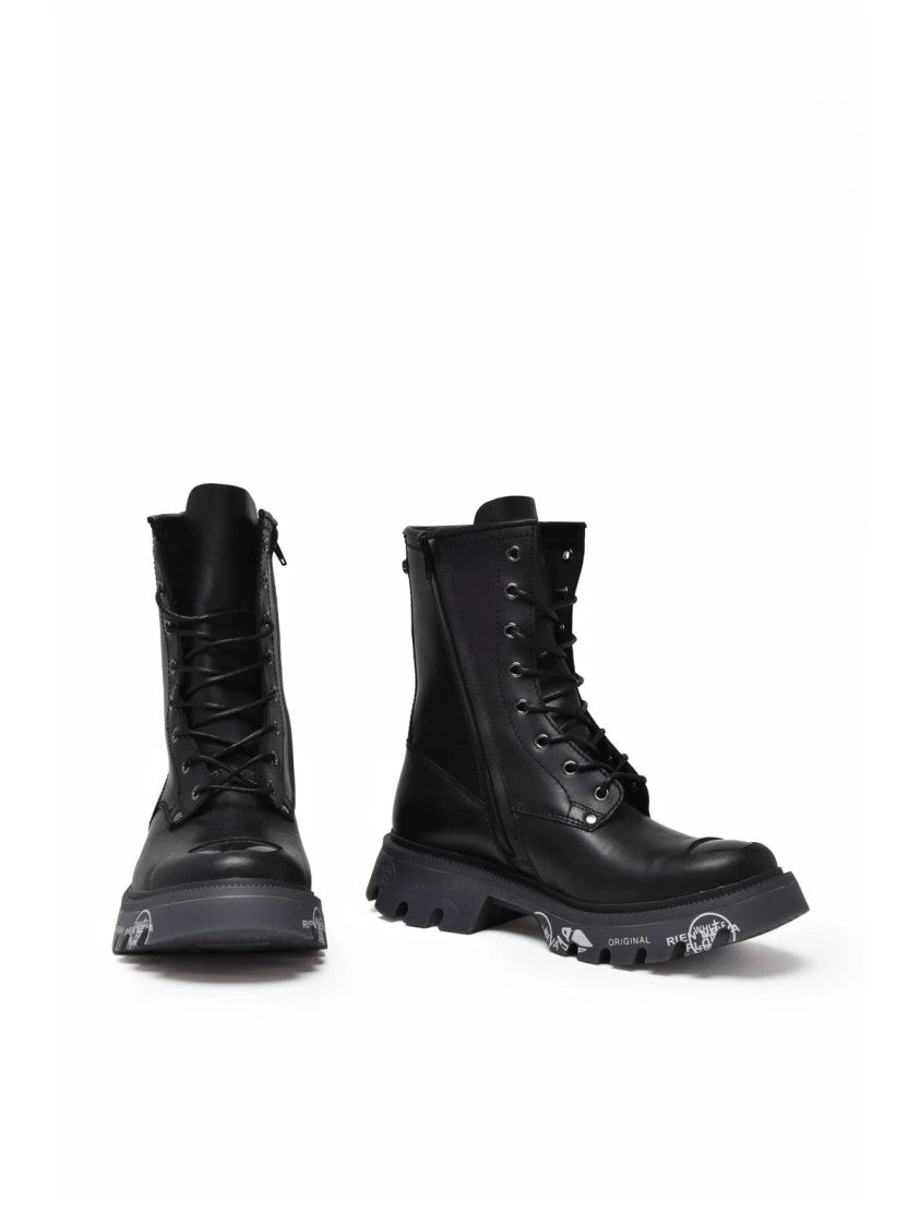 Premiata Black Leather Zip Ankle Boots