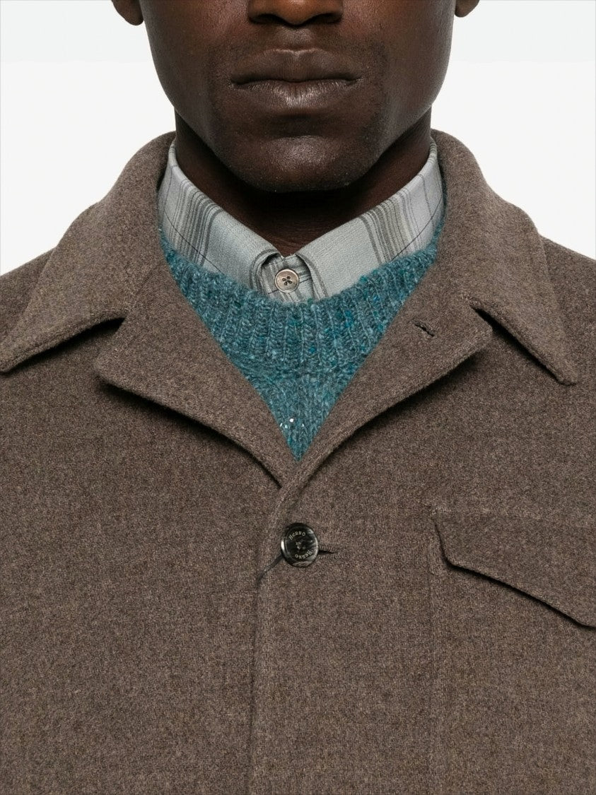 Herno Double-Fabric Twill Coat With Automatic Button Closure