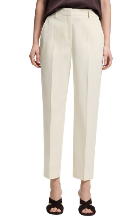 Boss Tapered Cropped Pants With Pleats And Contrasting Logo