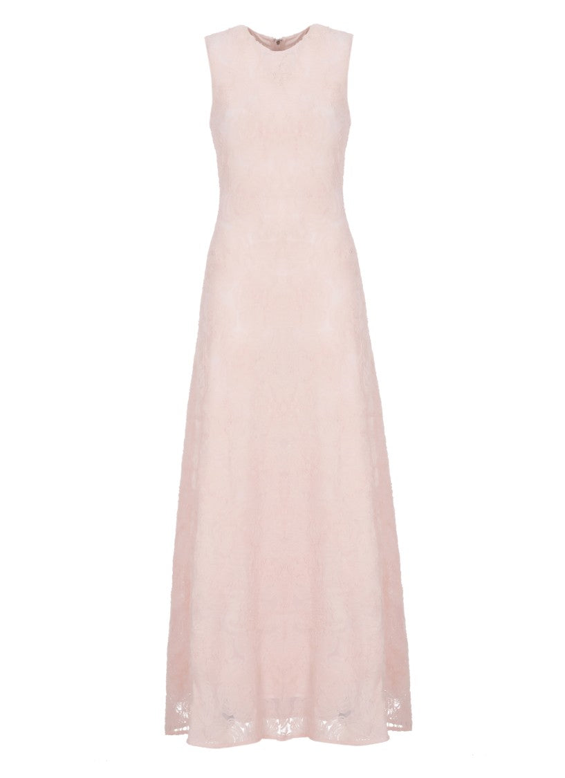 Rotate Floral Tulle Maxi Dress With Round Neckline And Rear Zip