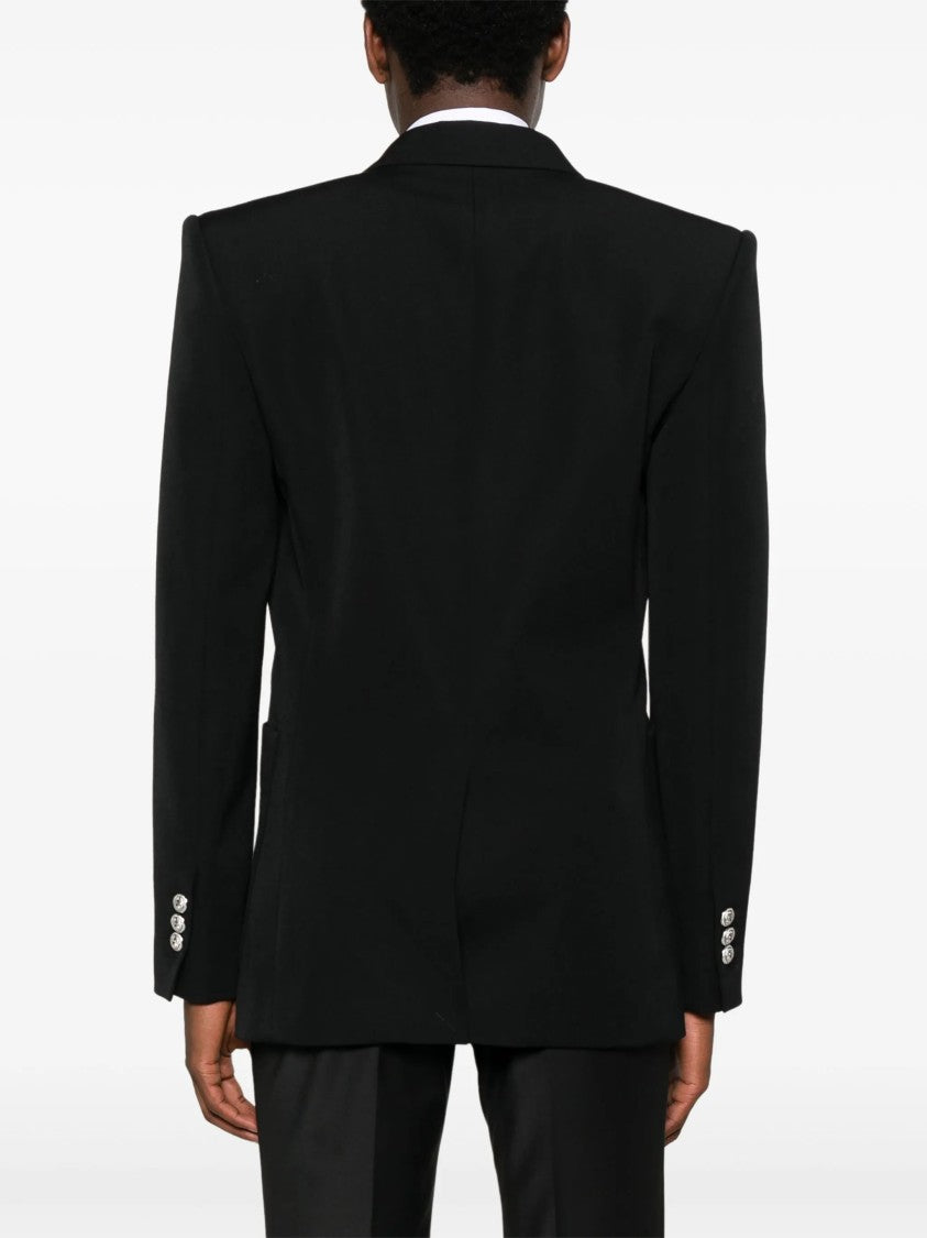 Balmain Black Fitted Collection Double-Breasted Wool Blazer