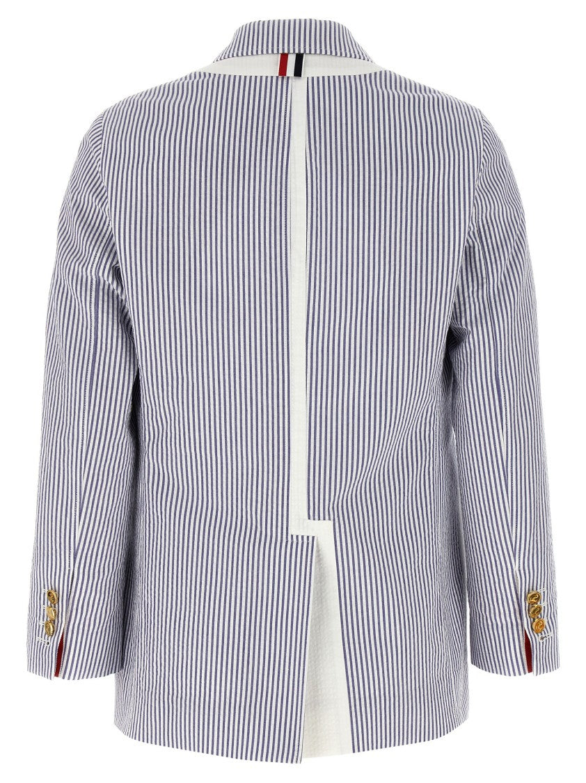 Thom Browne Single-Breasted Striped Cotton Seersucker Blazer