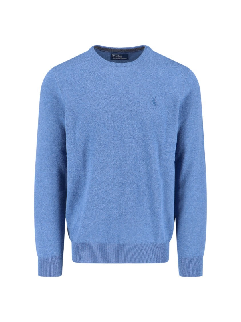 Polo Ralph Lauren Crewneck Sweater With Ribbed Cuffs And Subtle Embroidery