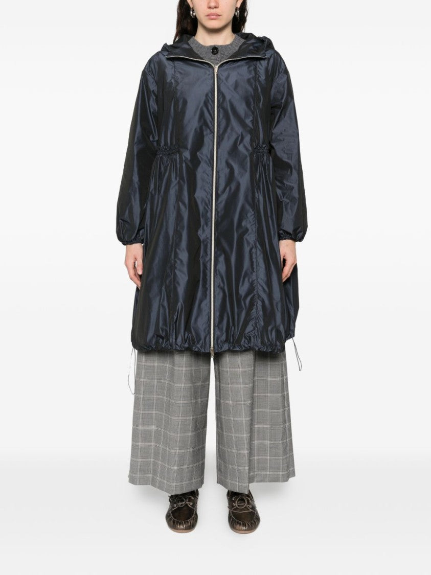 Herno Black Ruffled Details Hooded Parka