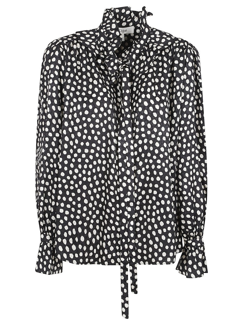 Chloé Silk Jacquard Blouse With Ruffles