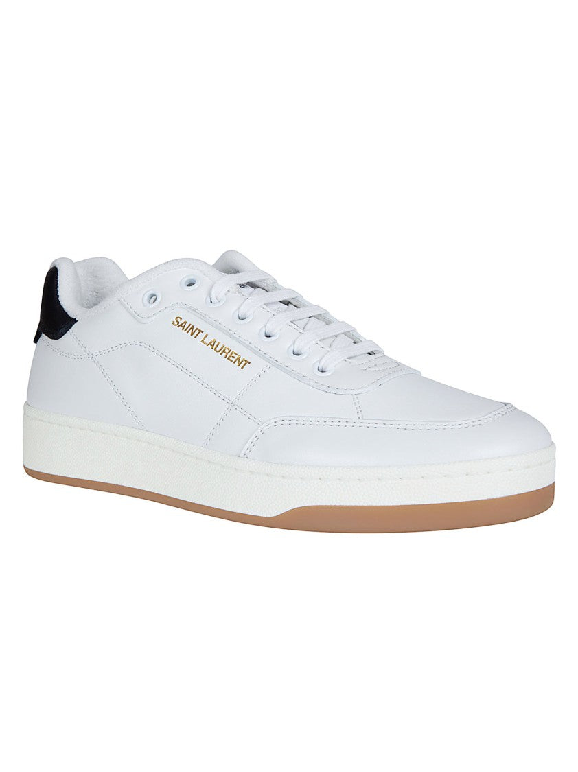 Saint Laurent Low-Top Lace-Up Sneakers With Gold Accents And Contrasting Details