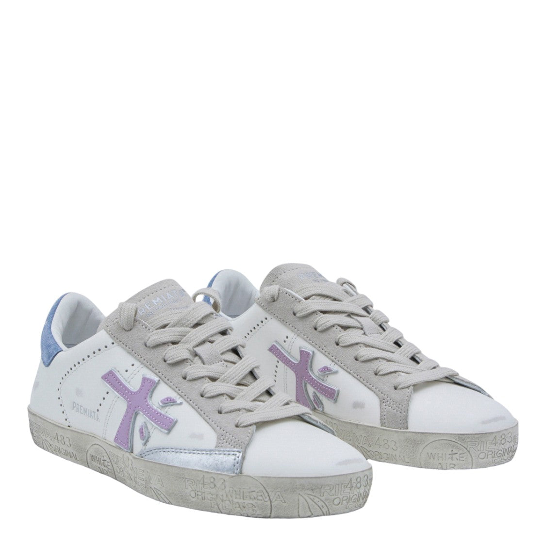 Premiata Low-Top White Leather Sneakers