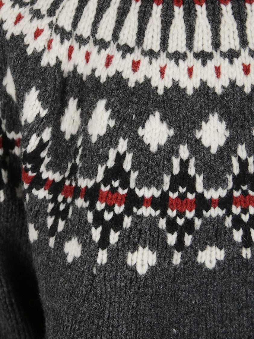 Alanui Cropped Virgin Wool Sweater With Geometric Motifs