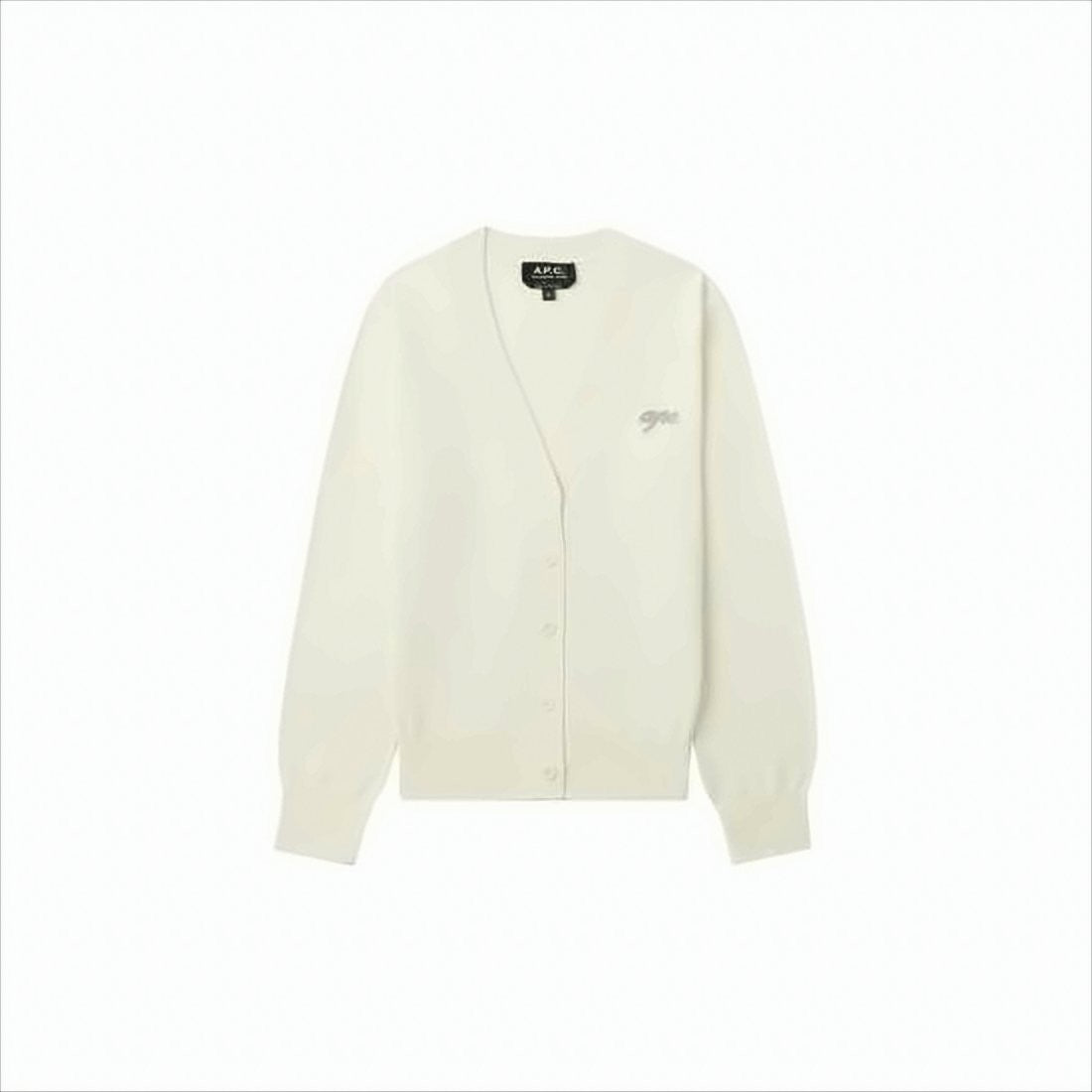 A.P.C. Classic V-Neck White Cotton Cardigan