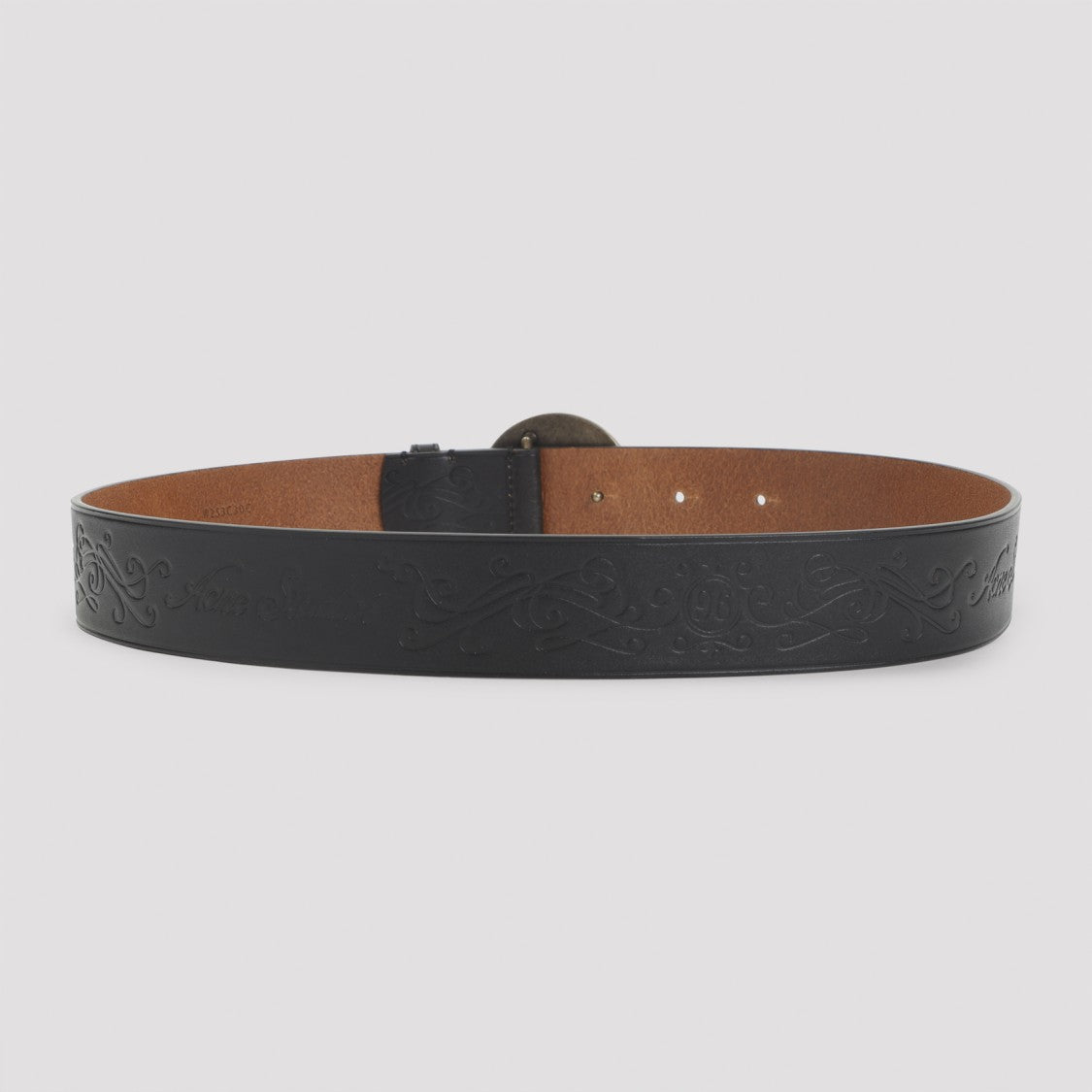 Acne Studios Smooth Leather Belt With Antique-Finish Buckle And Decorative Patterns