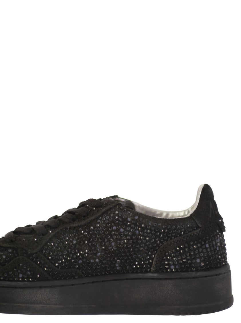 Autry Medalist Low - Suede Trainers With Rhinestones