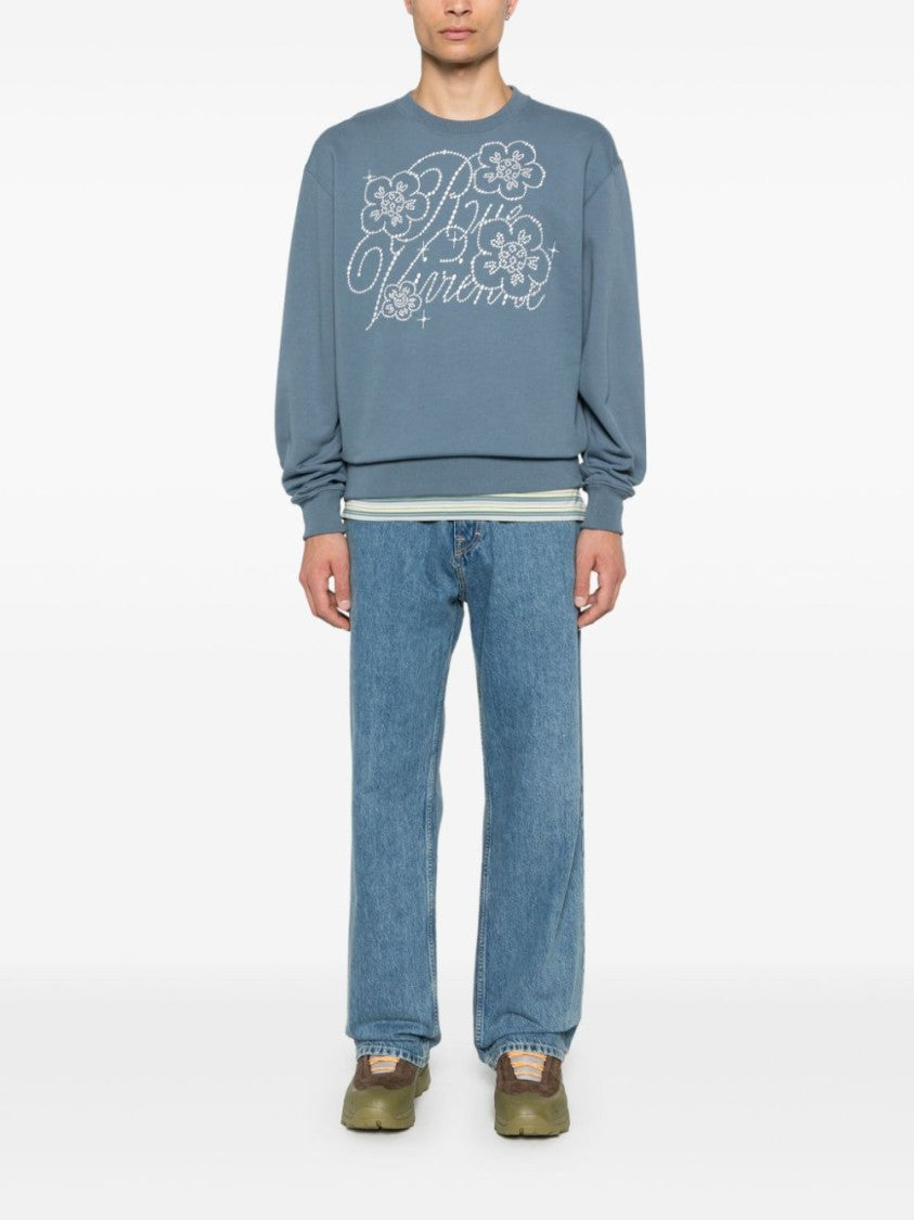 Kenzo Textured Blue Cotton Jersey Sweatshirt