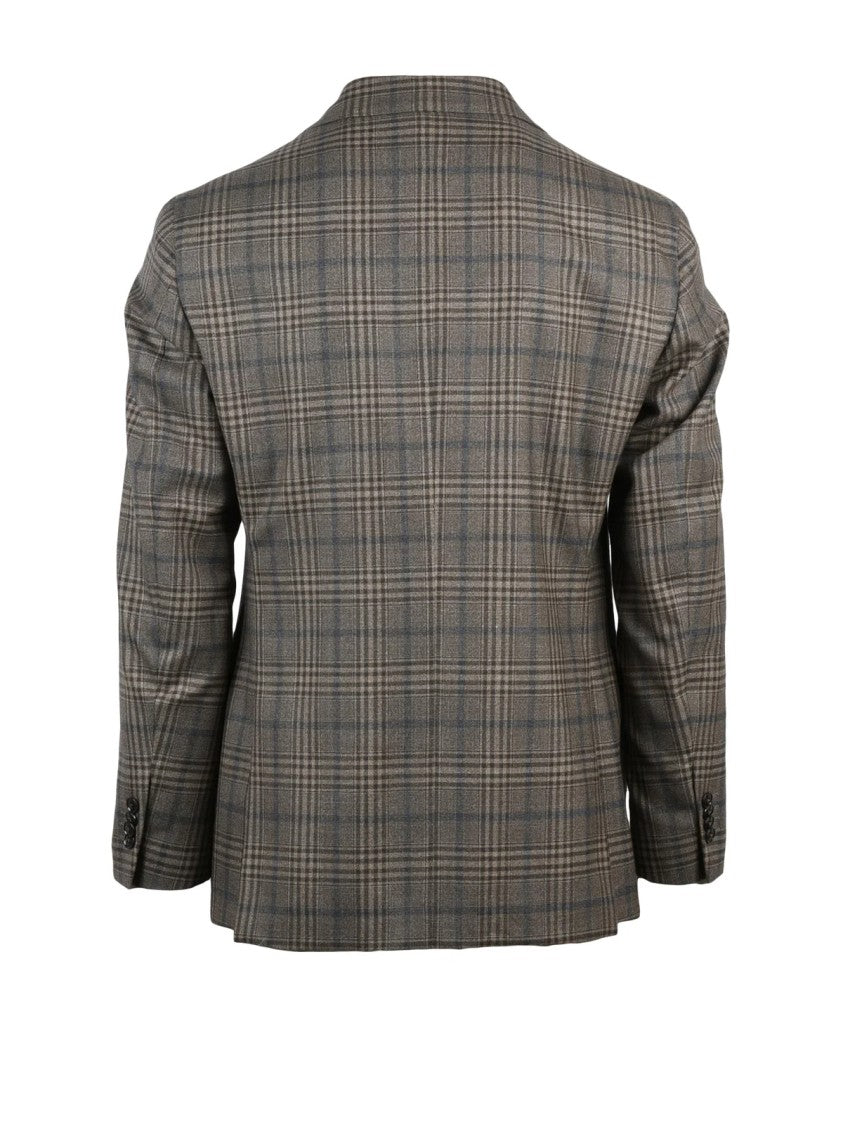 Luigi Bianchi Rounded Wool Jacket With Plaid Pattern And Tailored Fit