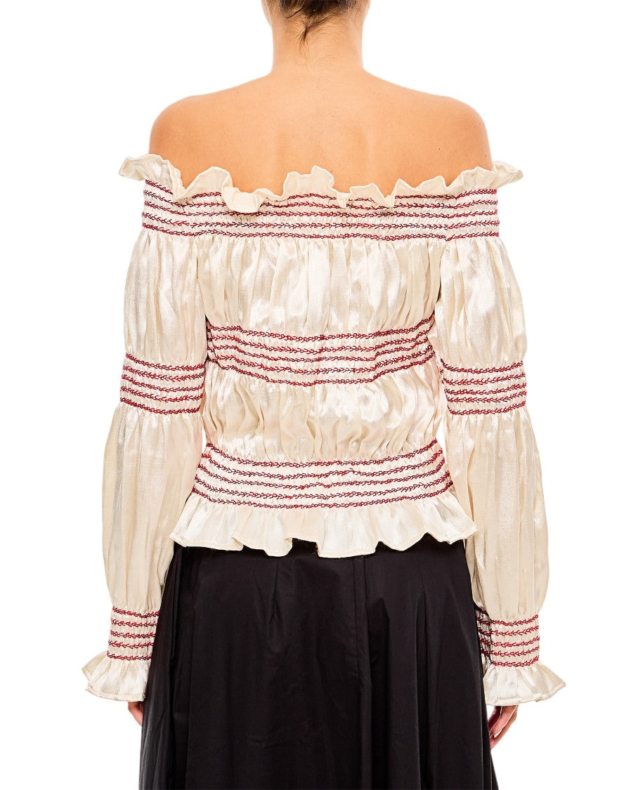 Tigra Tigra Bateau Neckline Cropped Top