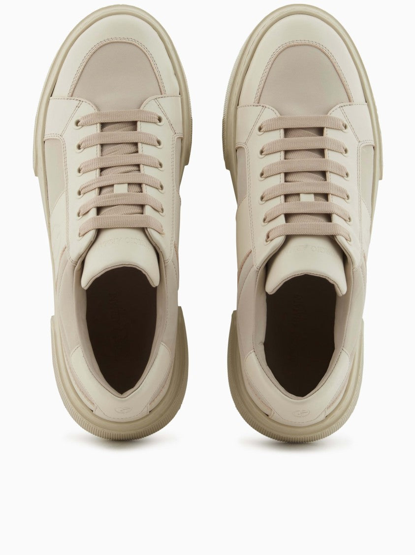 Giorgio Armani Minimalist Smooth Leather Ga Logo Sneakers