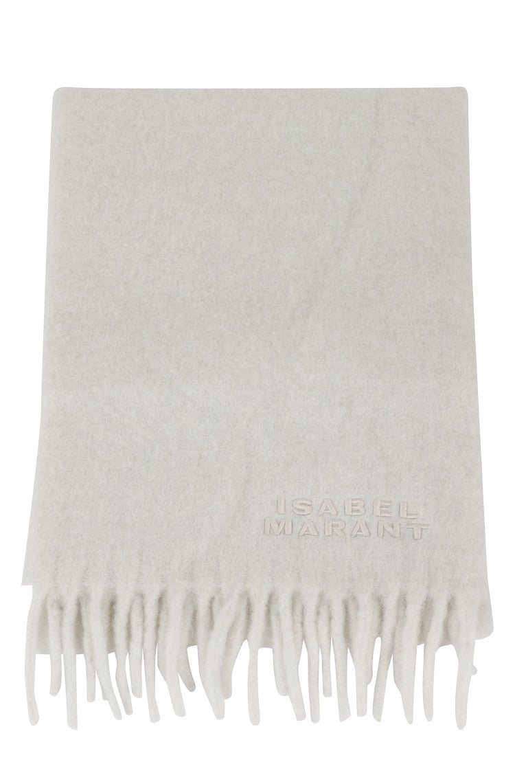 Isabel Marant Ecru Alpaca Blend Scarf With Fringed Ends
