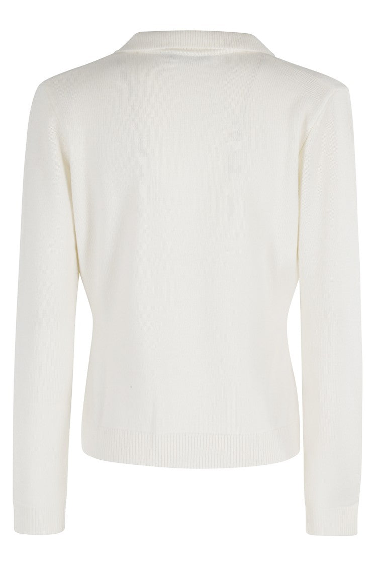 Seventy Long Sleeve Cream Polo Shirt With V-Neck