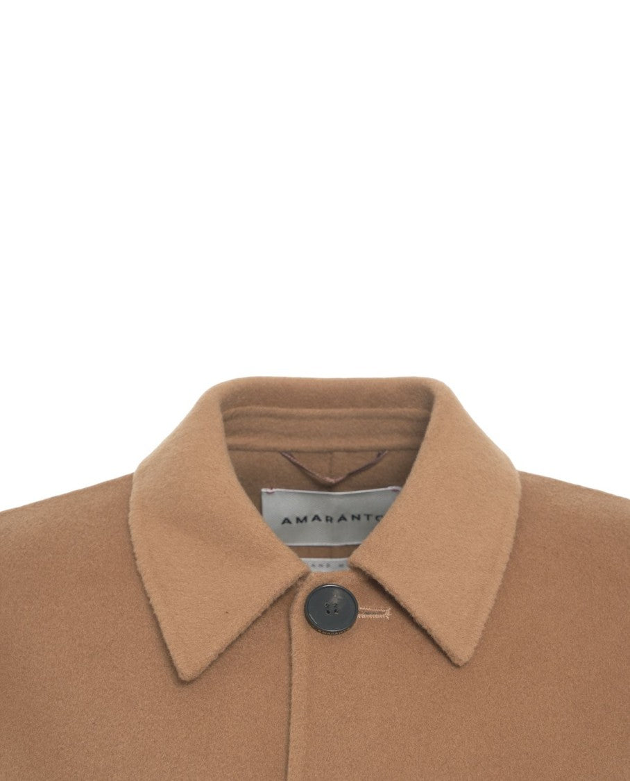 Amaranto Misto Lana Wool Blend Overshirt With Classic Collar And Practical Pockets