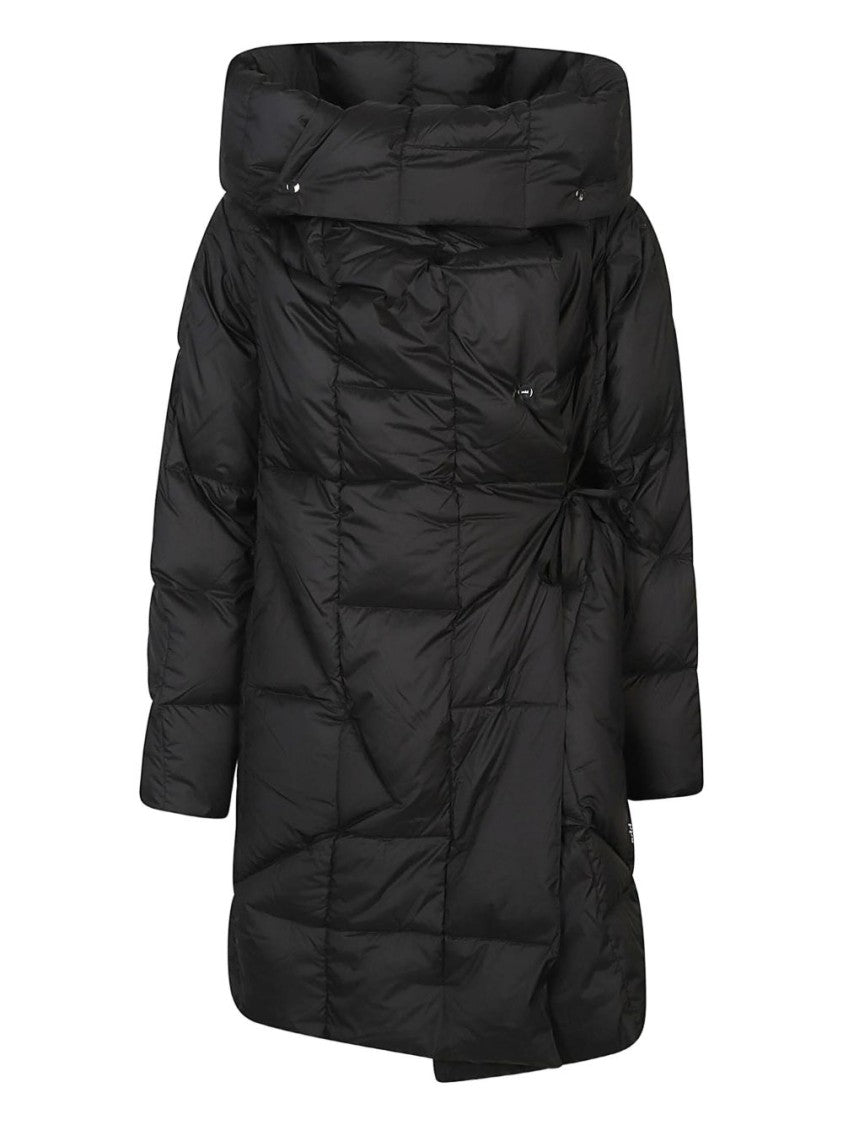 Add Tailored Black Coat With Minimalist Design And Structured Fit