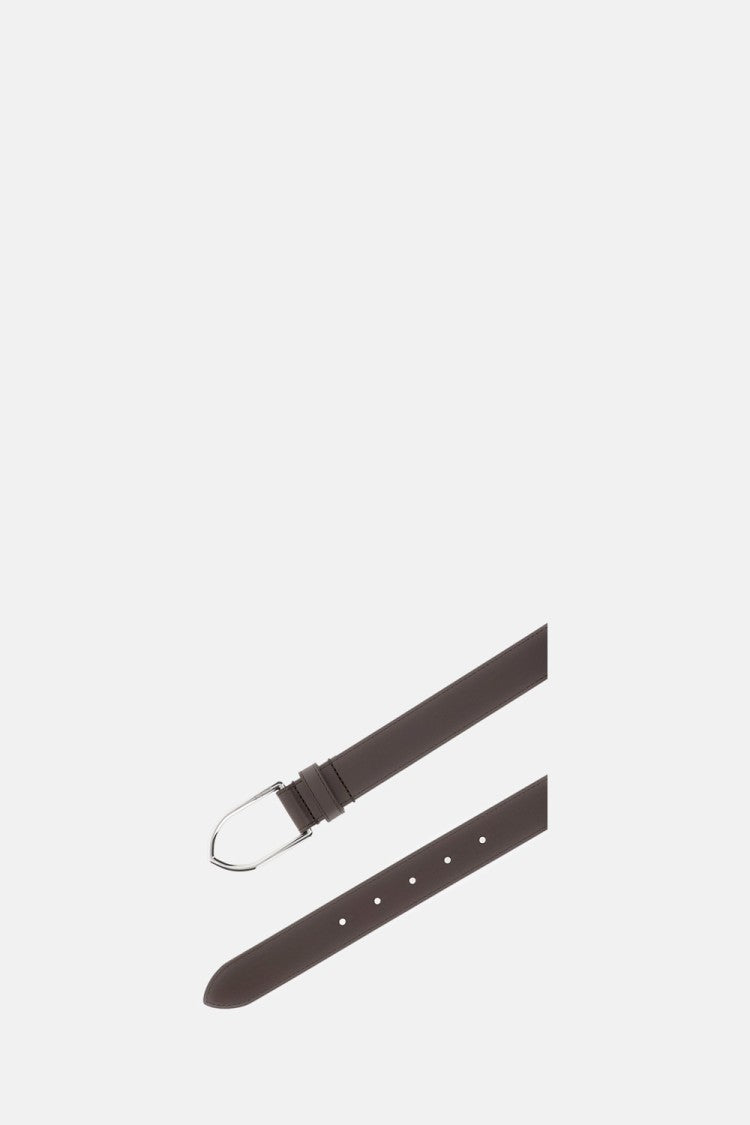 Jacquemus Brown Leather Belt With Polished Metal Buckle