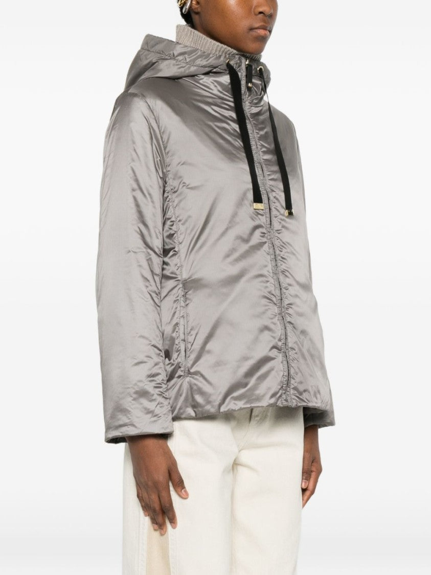 Max Mara Shiny Hooded Jacket With Gold-Tone Details