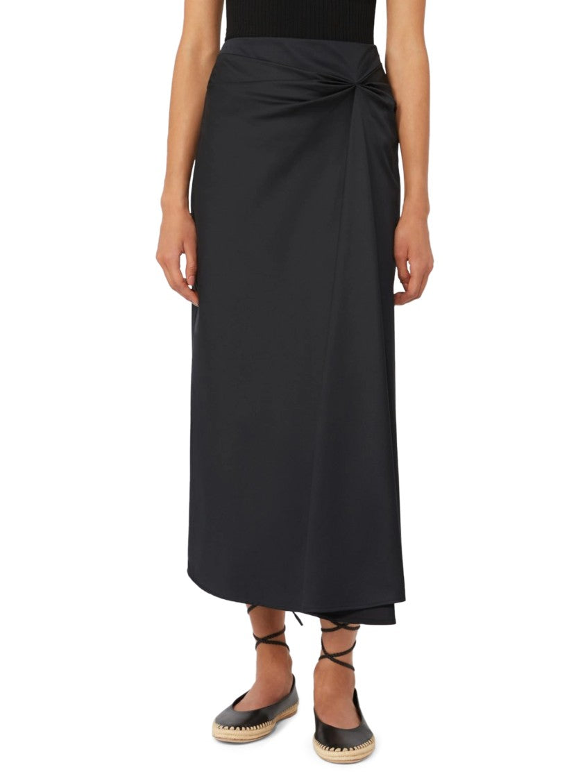Max Mara Midi Skirt With Gathered Waist Detail And Asymmetrical Hemline