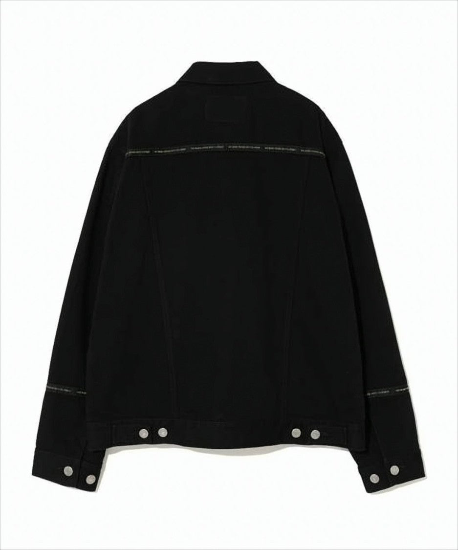 Undercover Boxy Fit Black Denim Jacket With Silver Accents