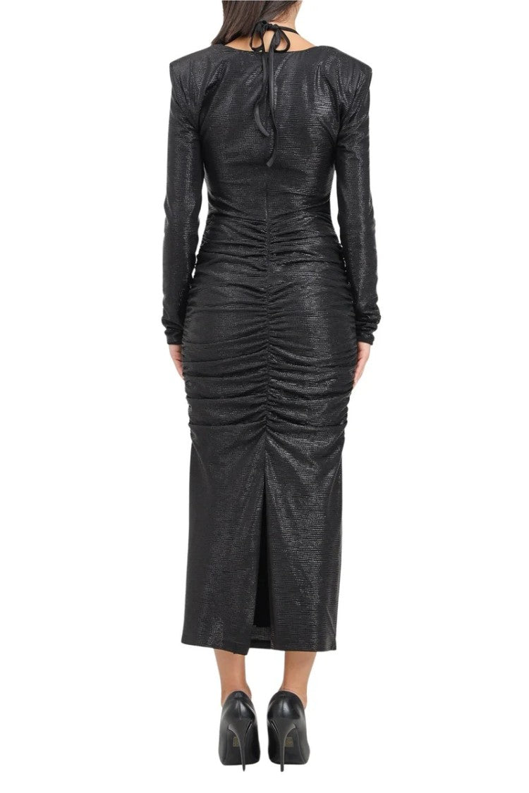 S#It Long Ruched Dress - Black