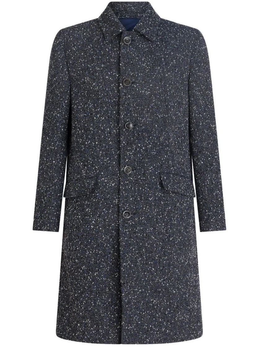 Etro Virgin Wool Coat With Design And Classic Fit