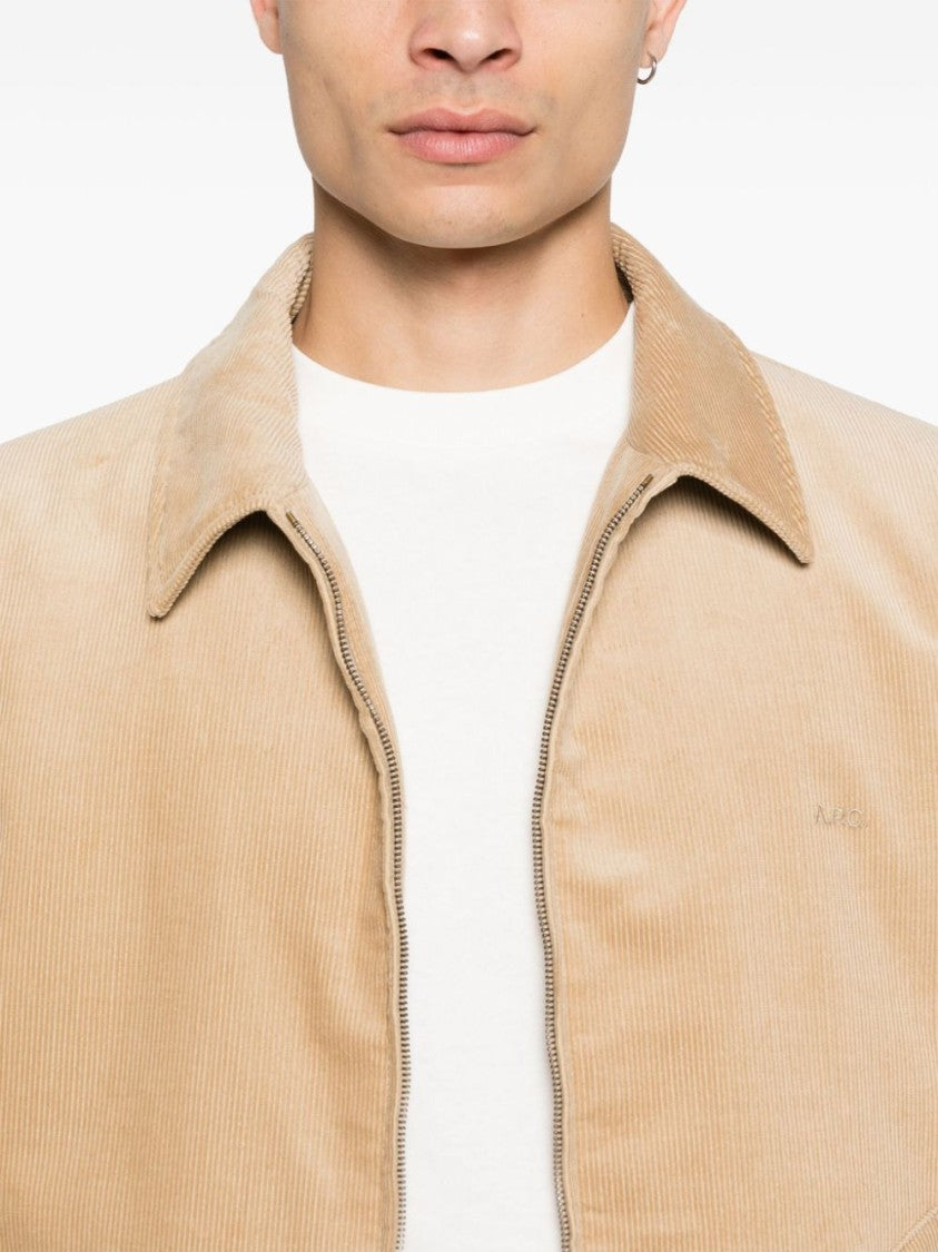 A.P.C. Classic Beige Corduroy Bomber Coat
