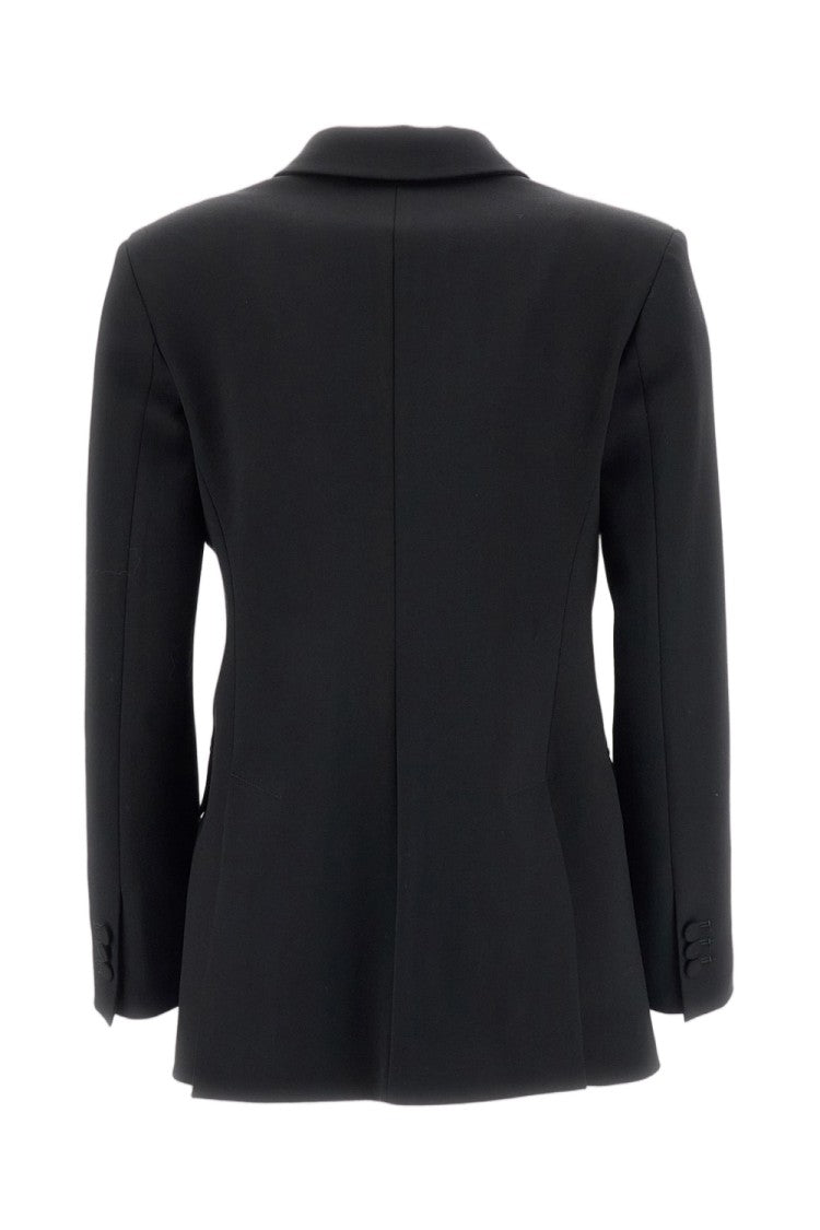 Parosh Black Satin Lapel Stretch Wool Tuxedo Jacket
