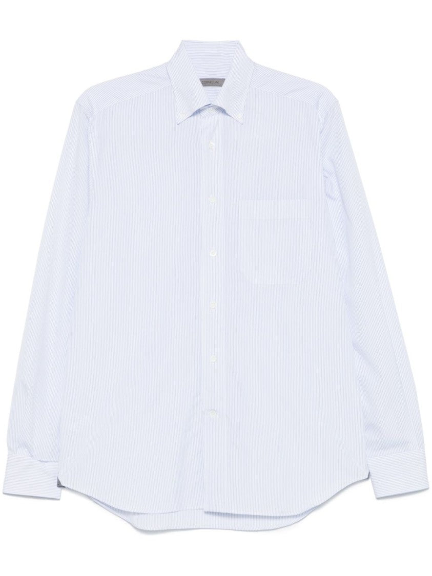 Corneliani Button-Down Collar Shirt In Clear Blue