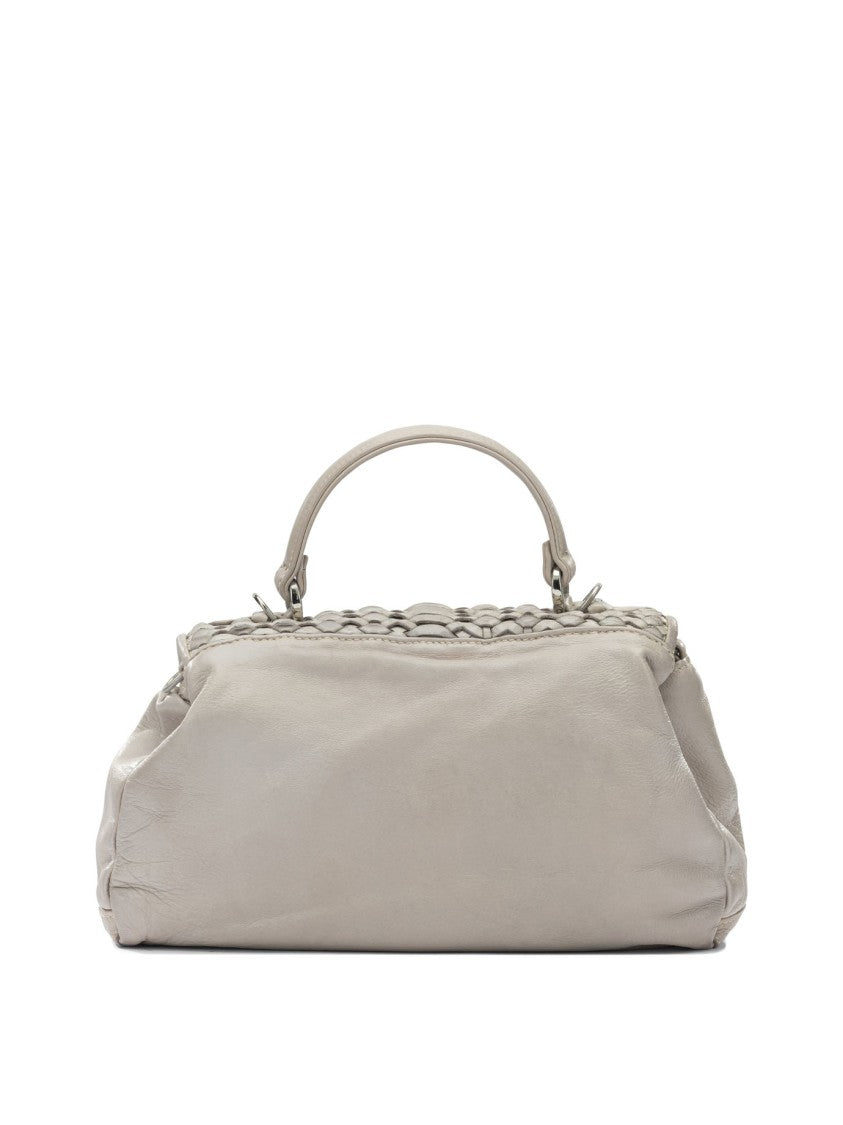 Giancarlo Nevola Woven Flap Detail Leather Handbag With Versatile Carrying Options