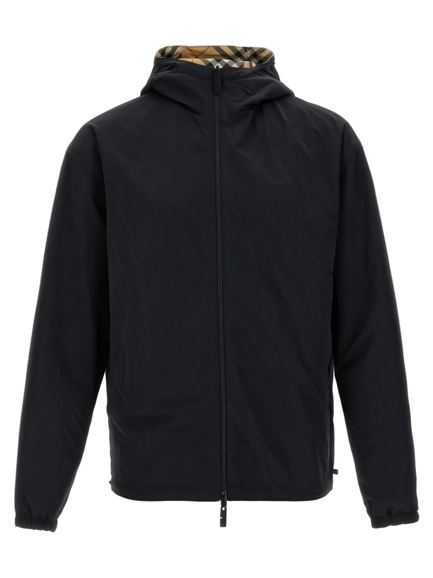Burberry Reversible Check And Solid Black Trapper Jacket
