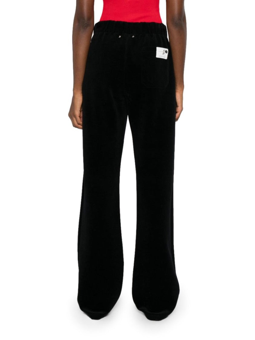 Golden Goose Black Cotton-Blend Wide Leg Trousers