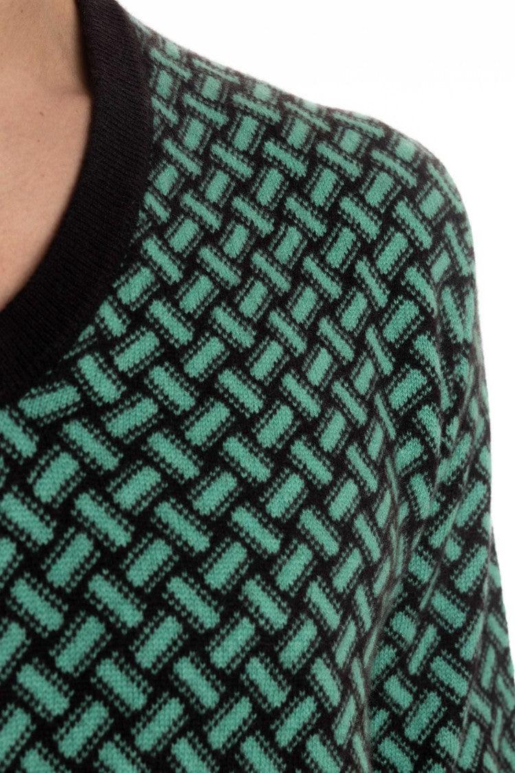 Drumohr V-Neck Cashmere Sweater Biscottino Pattern