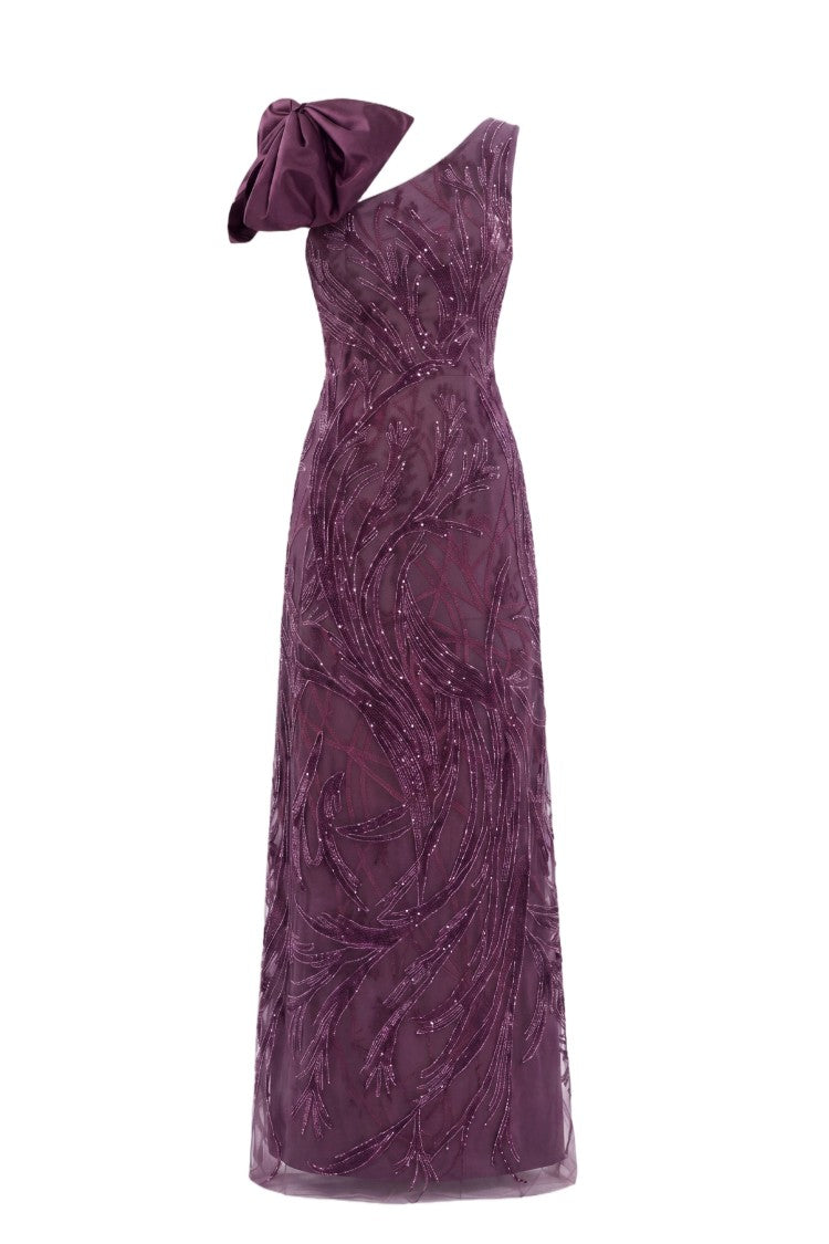 Saiid Kobeisy Asymmetrical Embroidered Dress With Bow