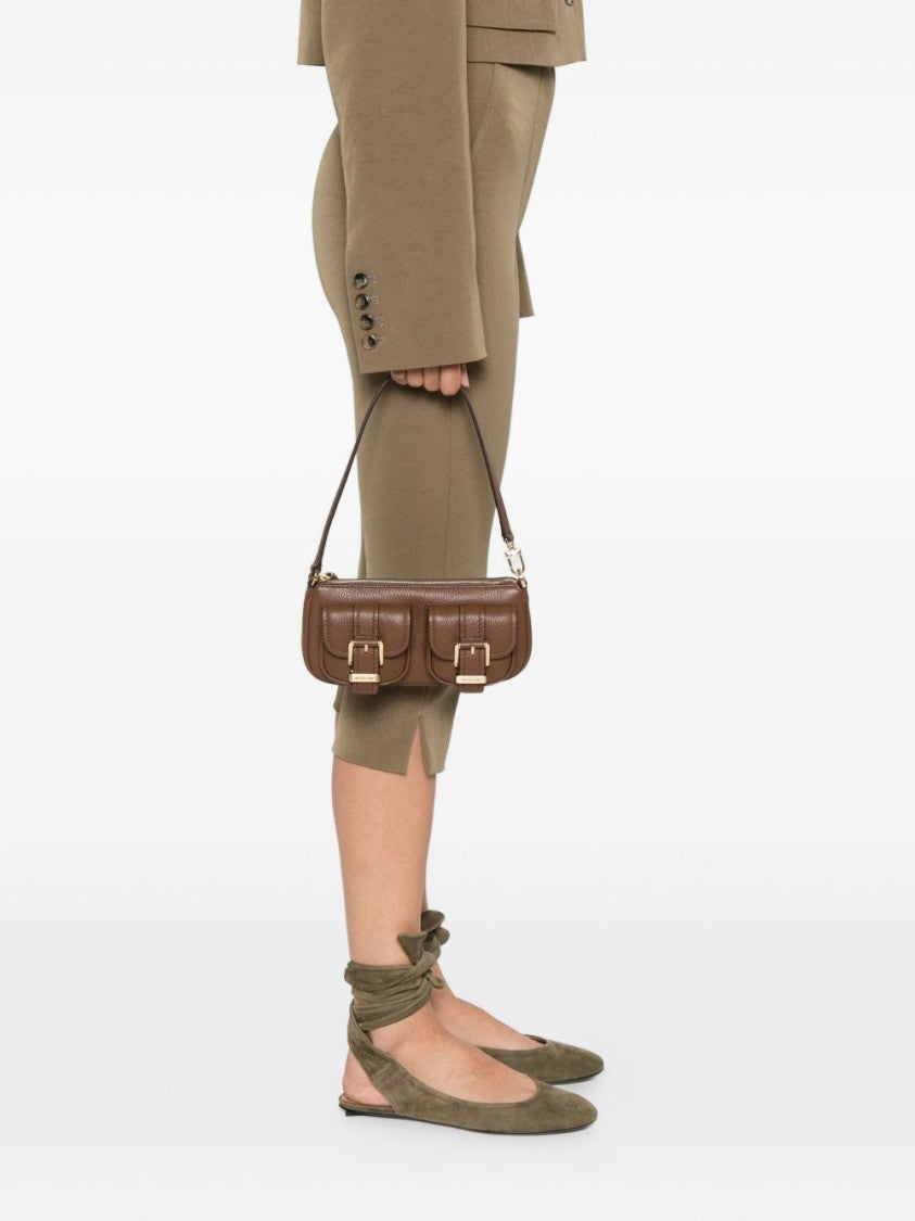 Michael Kors Textured Brown Leather Shoulder Bag